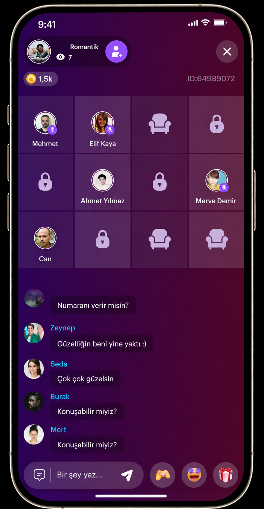 Sesli Sohbet Odaları mobil uygulama ekranı